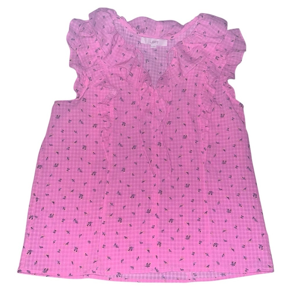 LOFT Ruffle Floral blouse - Picture 2 of 4